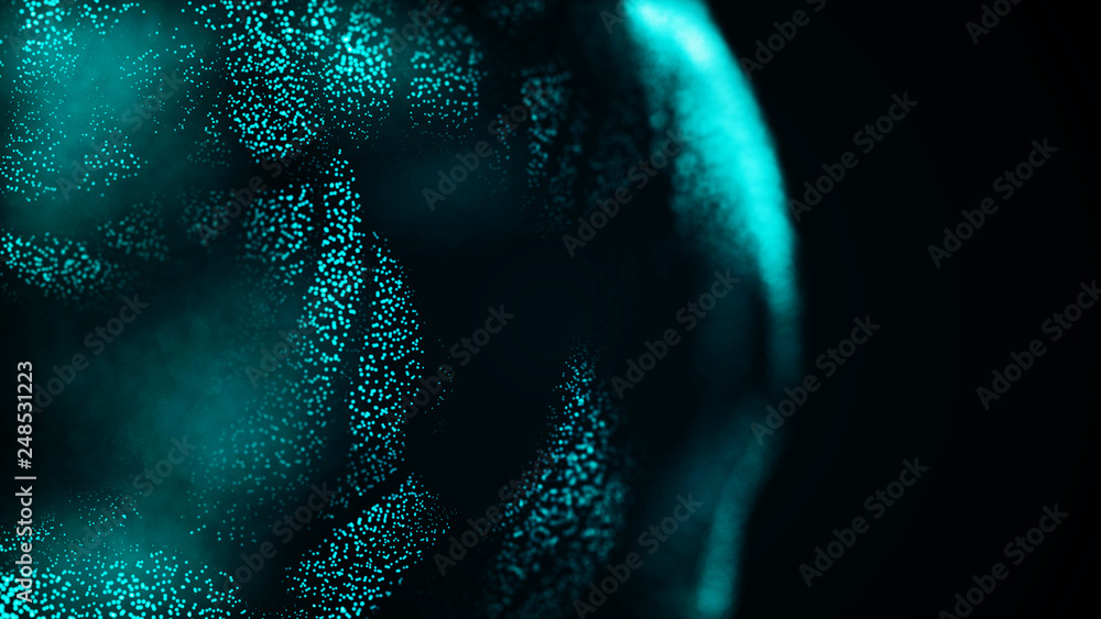 Aufkleber abstract wavy sphere. digital background with image of plastic ball. futuristic infographics. 3d ren