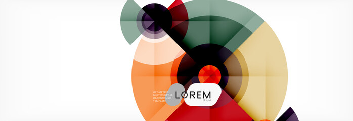 Obraz premium Minimal geometric circles and triangles abstract background, techno modern design, poster template