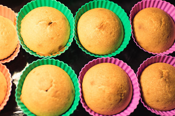 Muffins in the form for baking