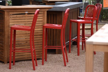 Fototapeta na wymiar Red bar stools 