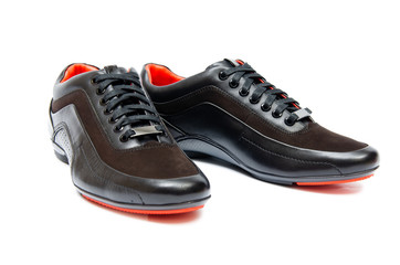 Black sporty shoes isolated on white background