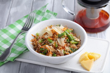 Vegan grechetto whith beans and Parmesan