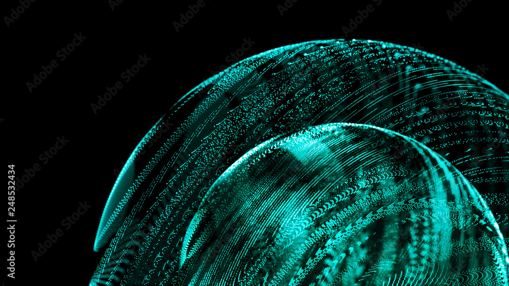Aufkleber abstract wavy sphere. digital background with image of plastic ball. futuristic infographics. 3d ren