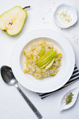 Pear and Parmesan Risotto on a Plate, Italian Cuisine