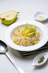 Pear and Parmesan Risotto on a Plate, Italian Cuisine