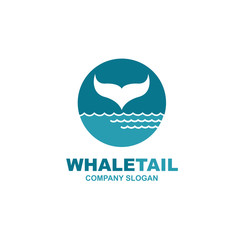 design with abstract symbol of whale and sea wave