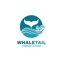 design with abstract symbol of whale and sea wave