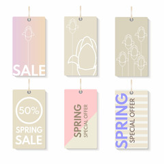 Spring sales tags set. Tamplate design for advertising.
