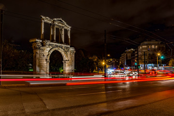Light trails of moving cars