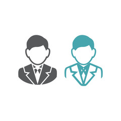 Silhouette and basis of the person in a suit. Vector picture from two illustrations. Flat design.