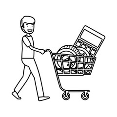 businessman with shopping cart