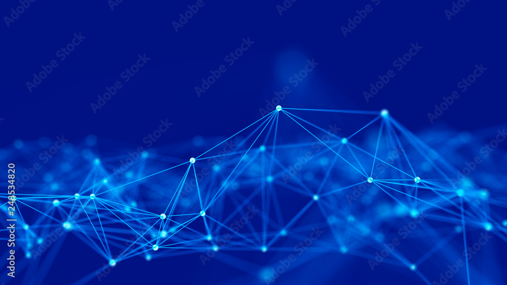 Poster Network connection structure. Background for business event. Science background. Big data digital background. 3d rendering.