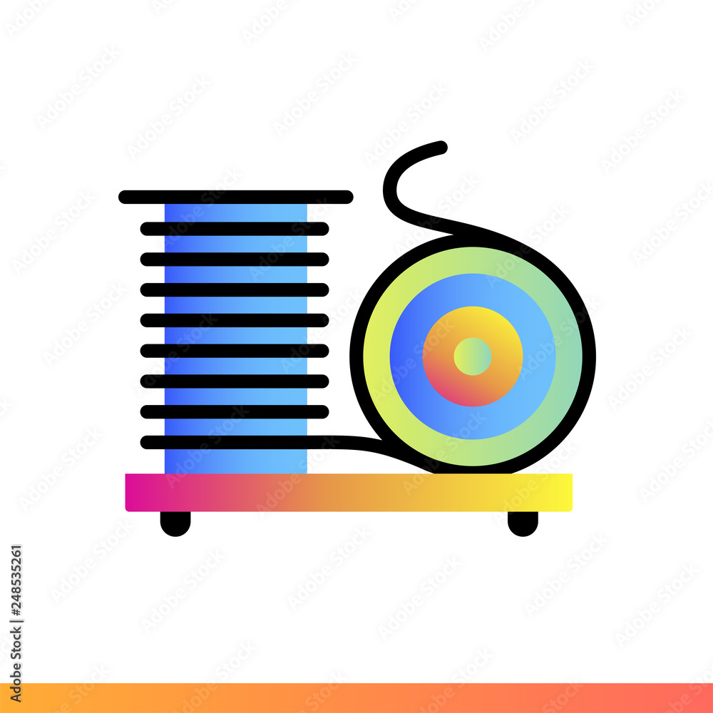 Poster gradient icon filament. 3d printing, modeling. suitable for banners, mobile application, website, in