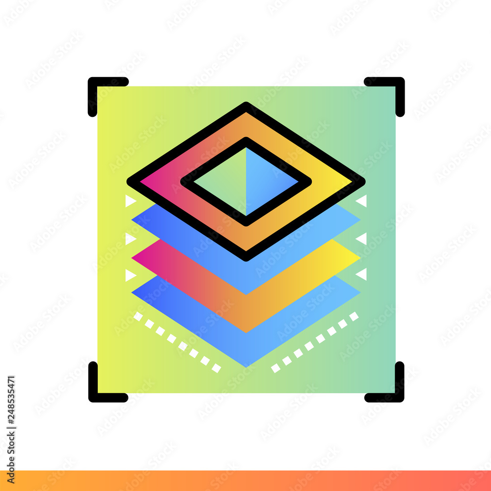 Poster gradient icon layers. 3d printing, modeling. suitable for banners, mobile application, website, inte