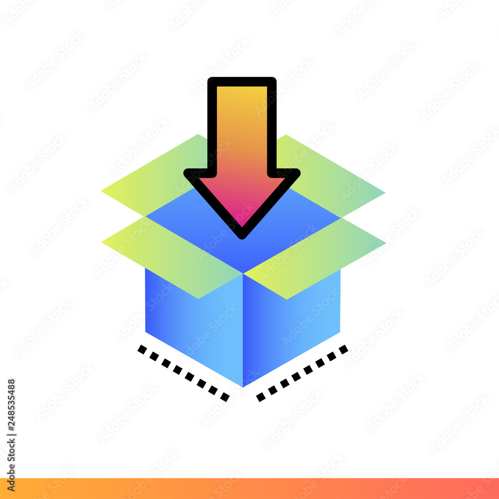 Poster gradient icon packaging boxes. 3d printing, modeling. suitable for banners, mobile application, webs