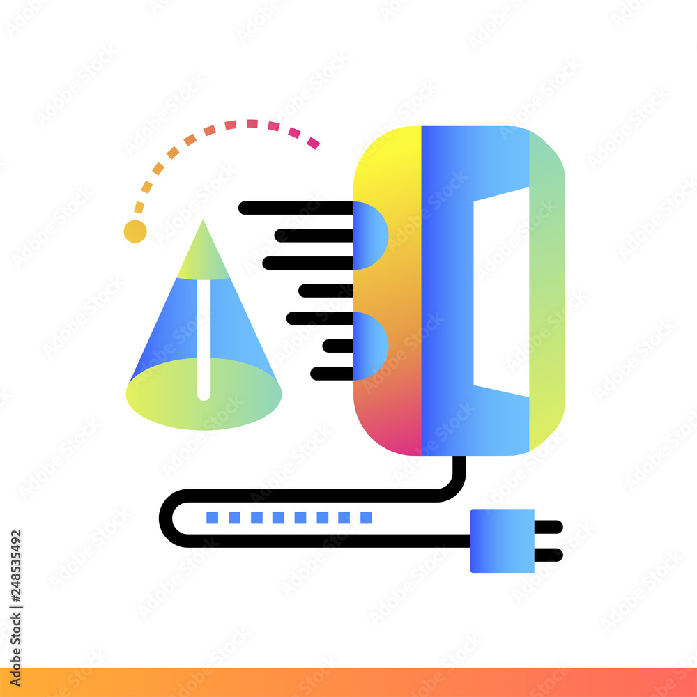 Poster gradient icon 3d scanner. 3d printing, modeling. suitable for banners, mobile application, website, 