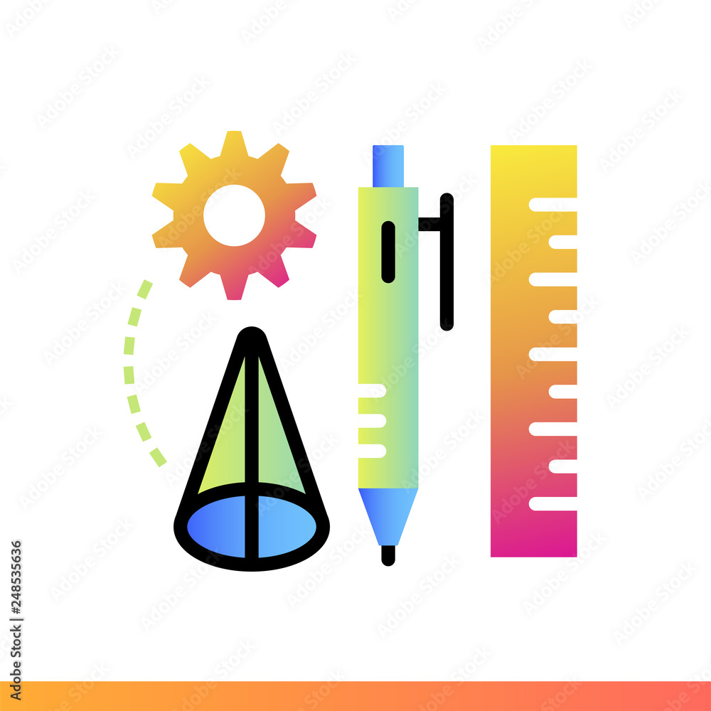 Poster gradient icon designer tools. 3d printing, modeling. suitable for banners, mobile application, websi