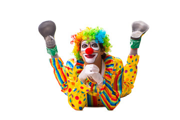 Male clown isolated on white
