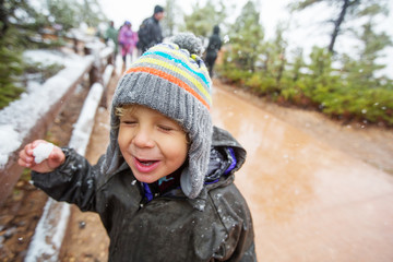 Boy hiking in Bryce canyon National Park, Utah, USA