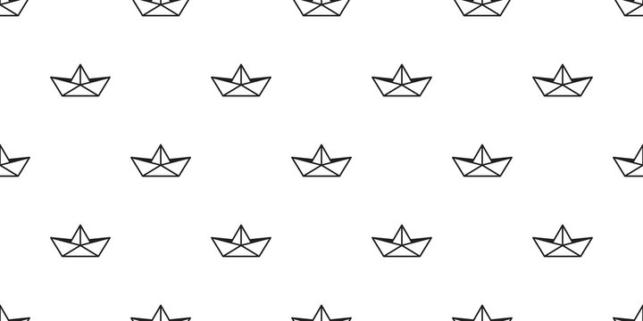 Boat Seamless Pattern Vector Origami Yacht Helm Anchor Nautical Maritime Scarf Isolated Tile Background Repeat Wallpaper Illustration