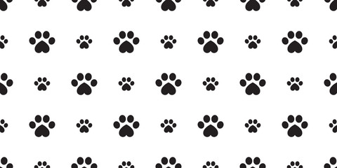 Dog Paw seamless vector footprint pattern heart valentine kitten puppy tile background repeat scarf wallpaper isolated cartoon illustration