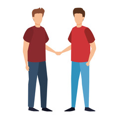 young and casual couple men characters