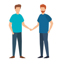 young and casual couple men characters