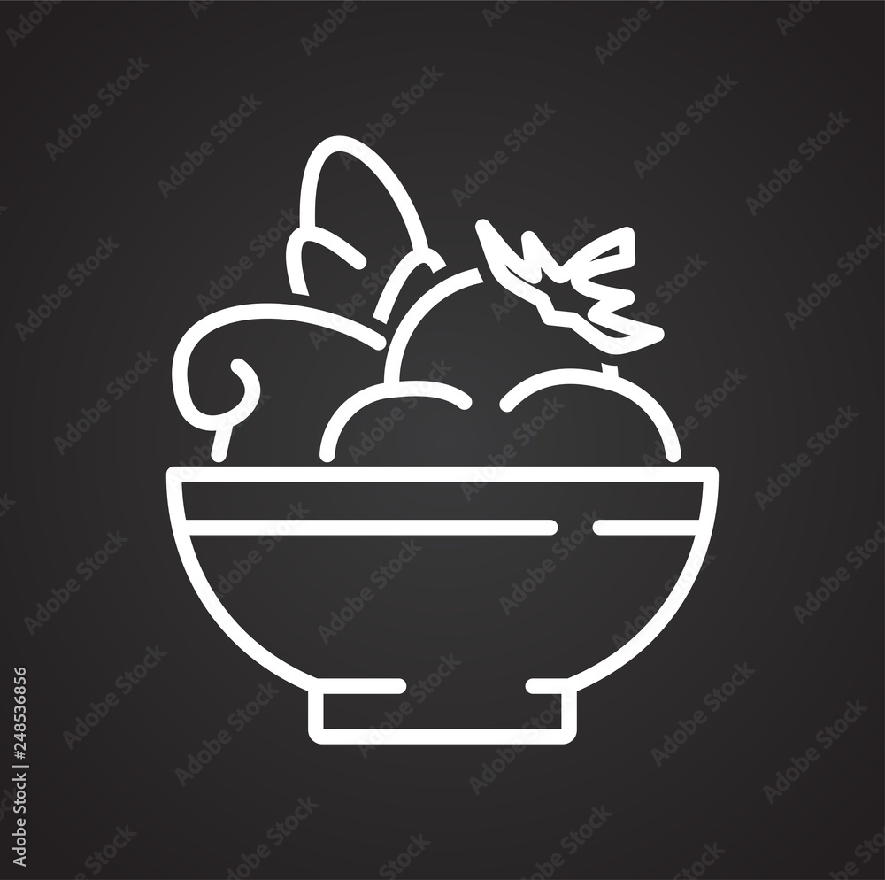 Poster vegetables line icon on black background for graphic and web design, modern simple vector sign. inte