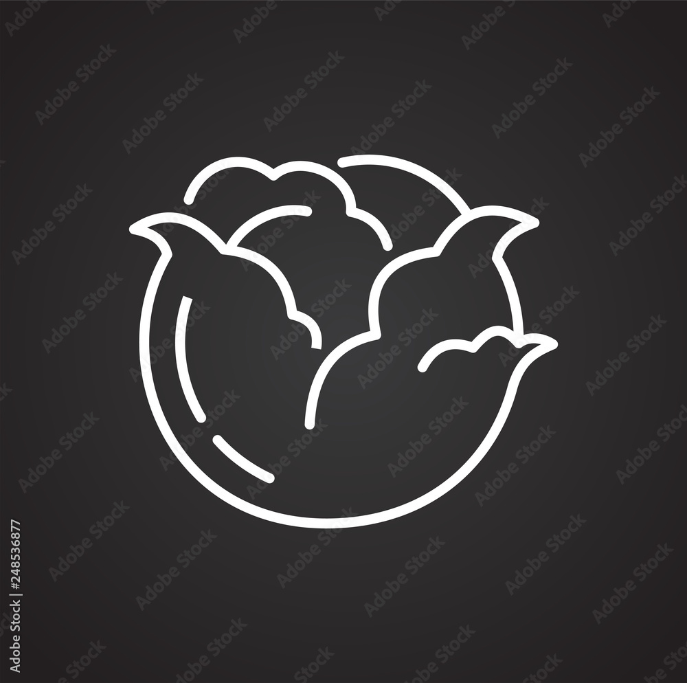 Poster cabbage line icon on black background for graphic and web design, modern simple vector sign. interne