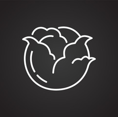 Cabbage line icon on black background for graphic and web design, Modern simple vector sign. Internet concept. Trendy symbol for website design web button or mobile app