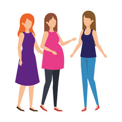 Fototapeta premium woman pregnancy with girls
