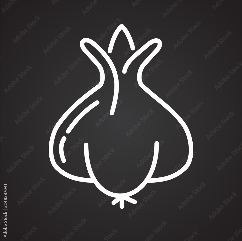 Poster garlic line icon on black background for graphic and web design, modern simple vector sign. internet