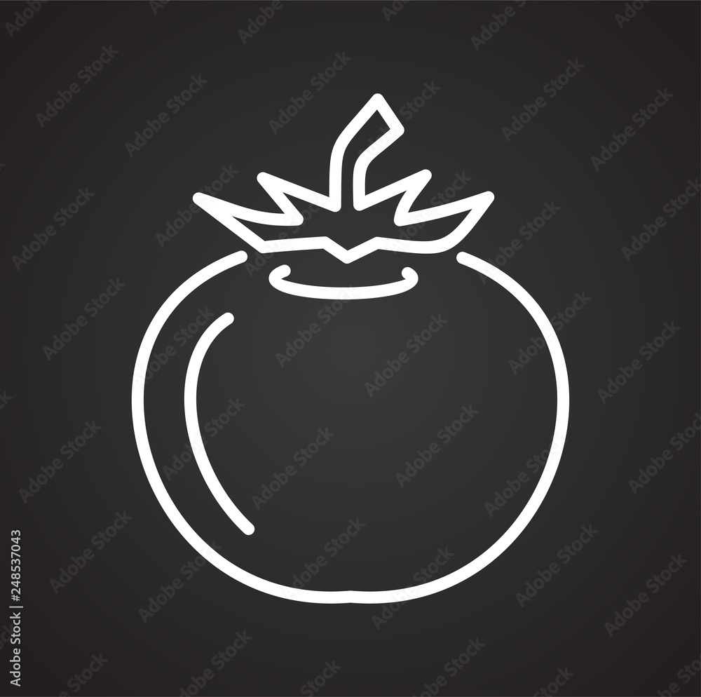 Poster tomato line icon on black background for graphic and web design, modern simple vector sign. internet