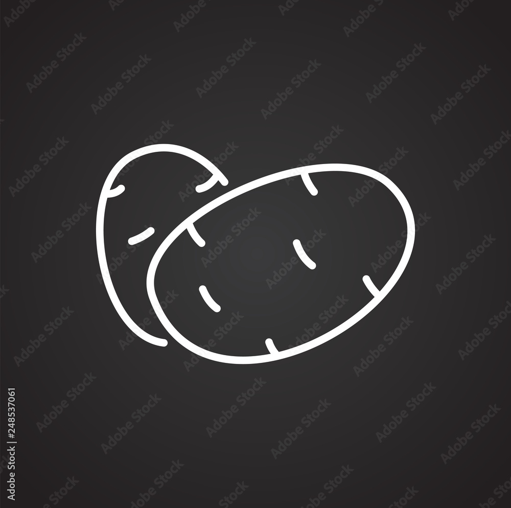 Poster potato line icon on black background for graphic and web design, modern simple vector sign. internet