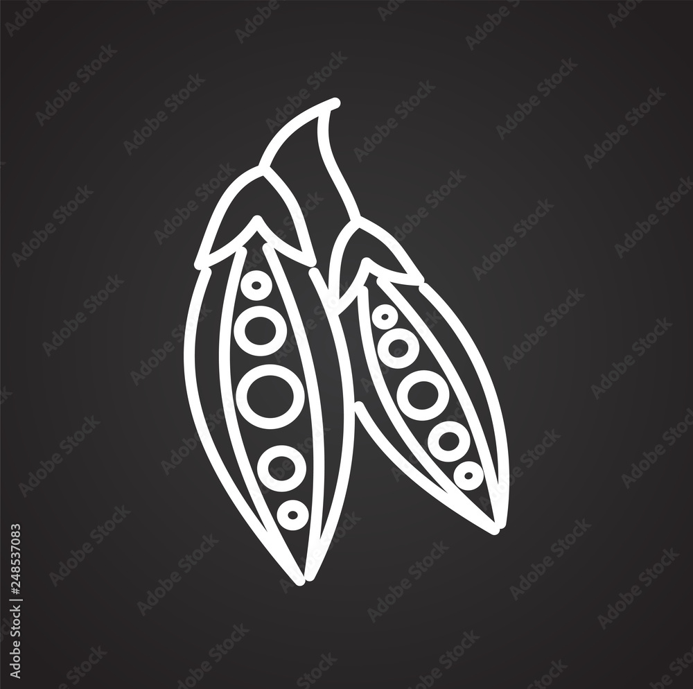 Poster peas line icon on black background for graphic and web design, modern simple vector sign. internet c