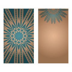 Card Template With Floral Mandala Pattern. Business Card For Fitness Center, Sport Emblem, Meditation Class. Vector Illustration.
