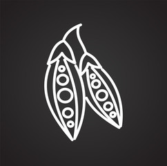 Peas line icon on black background for graphic and web design, Modern simple vector sign. Internet concept. Trendy symbol for website design web button or mobile app
