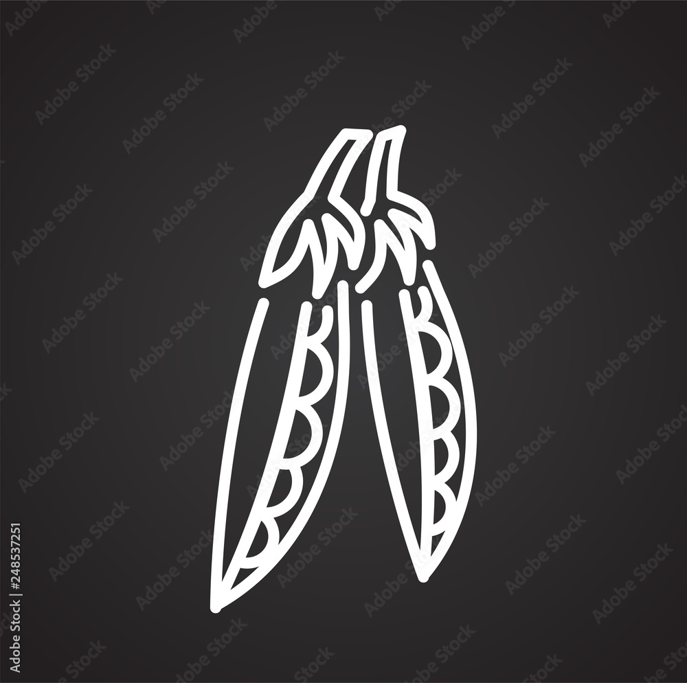 Poster peas line icon on black background for graphic and web design, modern simple vector sign. internet c