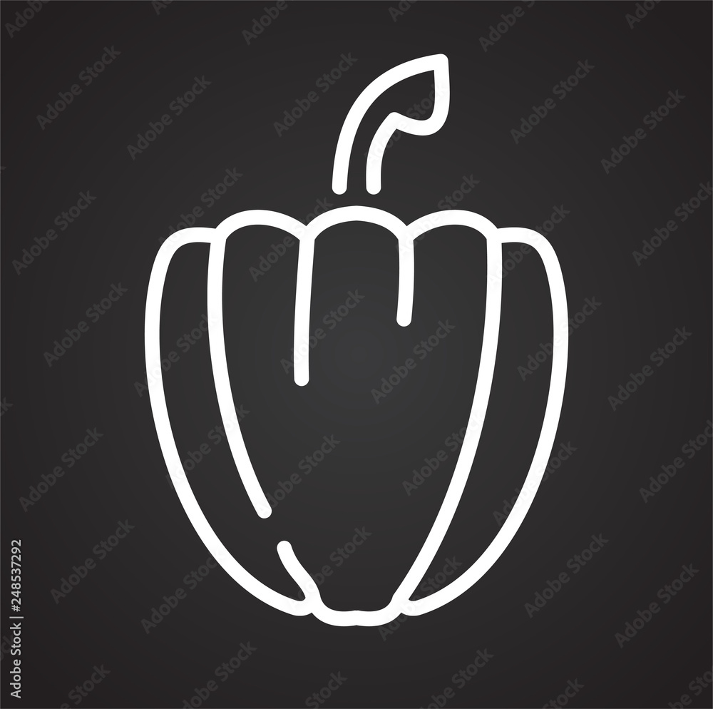 Poster paprika line icon on black background for graphic and web design, modern simple vector sign. interne