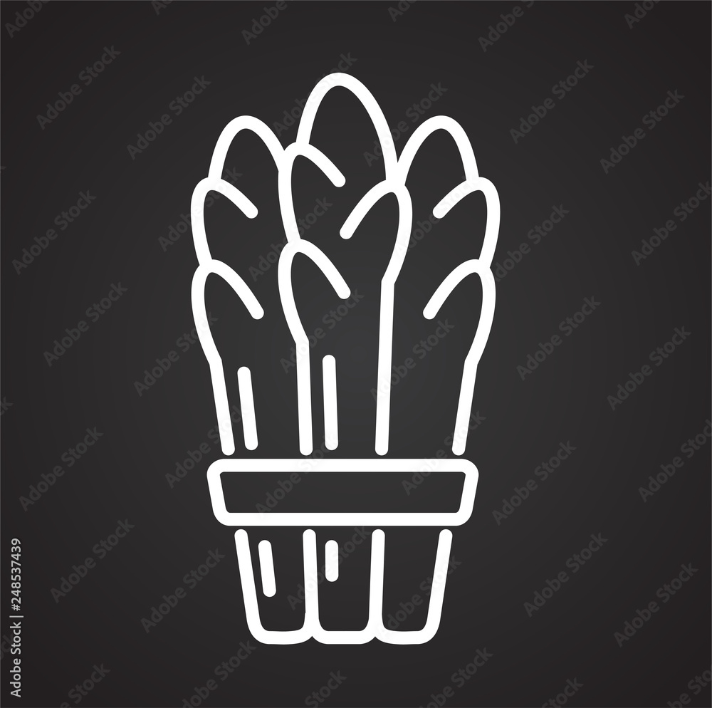 Poster asparagus line icon on black background for graphic and web design, modern simple vector sign. inter