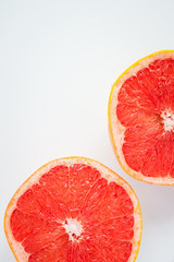 Fresh half grapefruit isolated on white background.