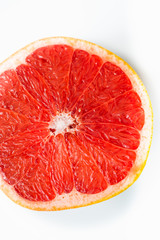 Fresh half grapefruit isolated on white background.