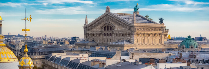 Obraz premium Paris, view of the Opera and typical parisian roofs, panorama