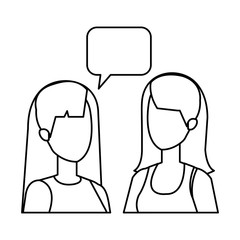 couple girls with speech bubble characters