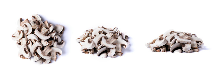 raw champignons isolated on white background