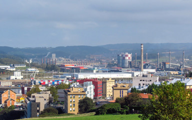 Aviles city in Asturias, Camino del Norte, the Coastal way of Saint James, pilgrimage route along...