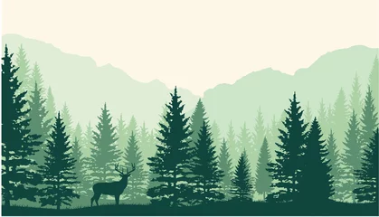 Deurstickers Bos landschap achtergrond. Vertor © warmworld