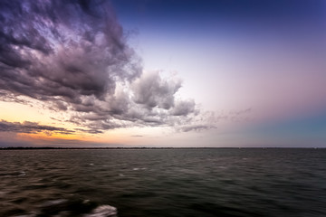 Obraz premium Panorama of Cavallino coast outside the Venice lagoon after a thunderstorm