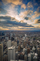 Fototapeta na wymiar Afternoon Cityscape Chicago Illinois Architecture City Skyline Landscape Urban Center Lights Aerial