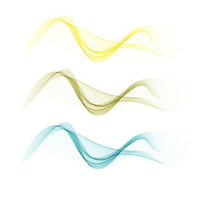 Set abstract color smoke wave. Transparent smooth Vector lines.